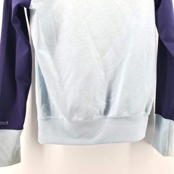 Marmot Women's HighNeck Blue ColorBlock Pullover Sweater Pockets Drawstring XS - Picture 12 of 12